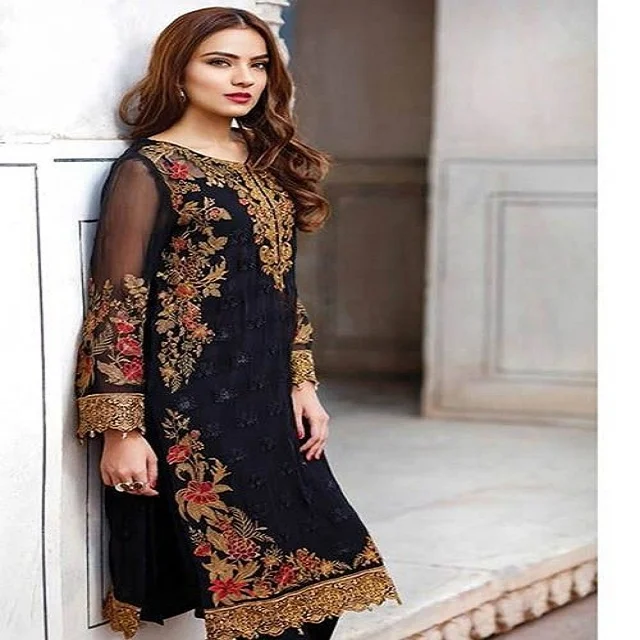 
Premium quality butterfly net heavy embroidery kurta with dull santoon bottom & heavy net embroidery dupatta low price 