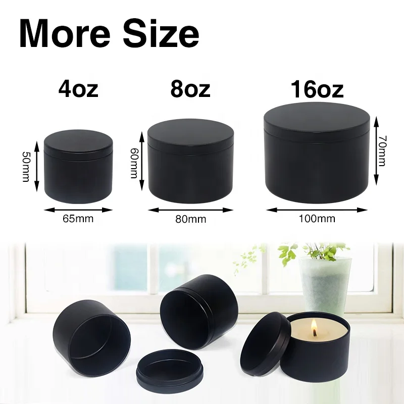 Factory Custom Empty Tin Cans Metal Luxury Small Box White Black 8Oz Candle Tins 6Oz With Lid 4Oz 2Oz