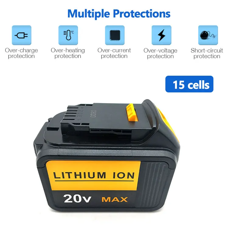 20V 18V replacement lithium battery for dewalts 20v power tool DCB200 DCB204 DCB205 DCB206 DCB180 DCB182 DCB183