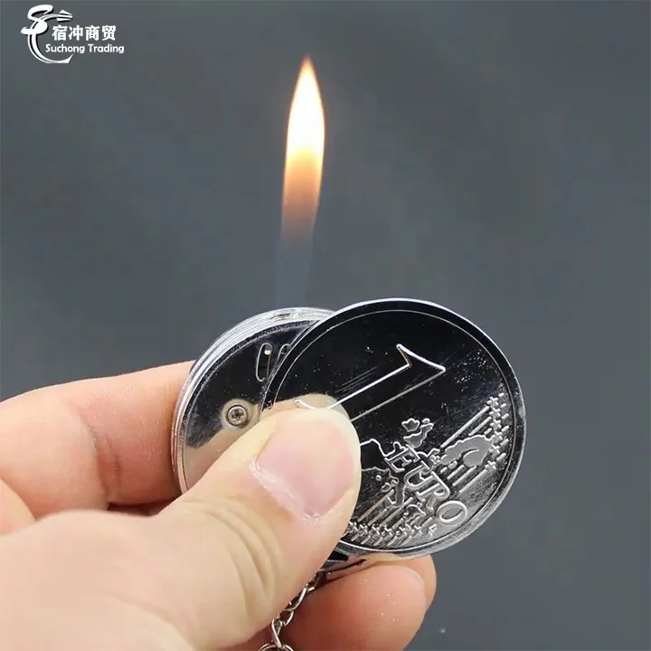Мини-монета модные новые зажигалки и аксессуары для курения металлический брелок ключей газовая