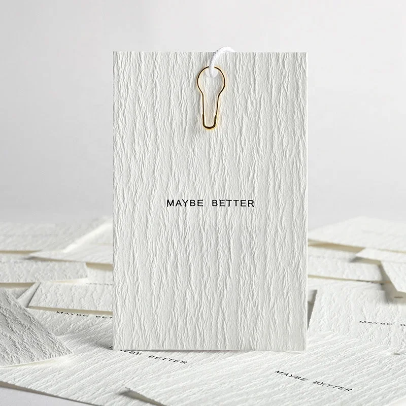 Hang Tag for Clothing Eco Friendly Swing Texture Paper Custom Logo Recyclable White Luxury Shoes Print Rectangle Sustainable