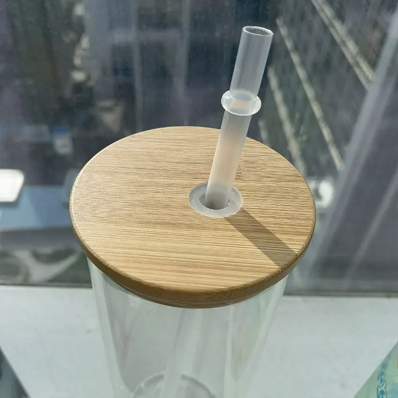 US stocked 12oz 16oz 25oz Soda Pop Clear Can Shaped Beer Sublimation Beverage Glass Cups With lid and glass straw