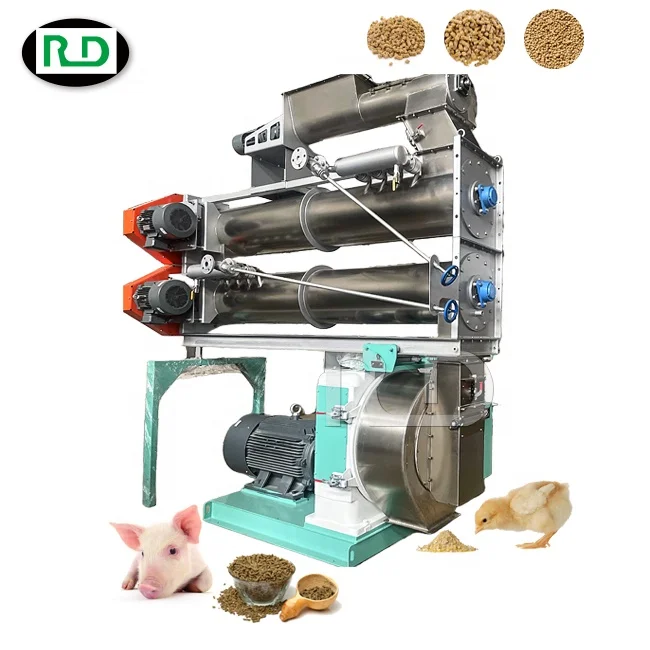 Rongda 3-5T/H Steel Ring Die Pelletizer Machine New CE-Certified Animal Feed Pellet Machine Poultry Gear Manufacturers Plants