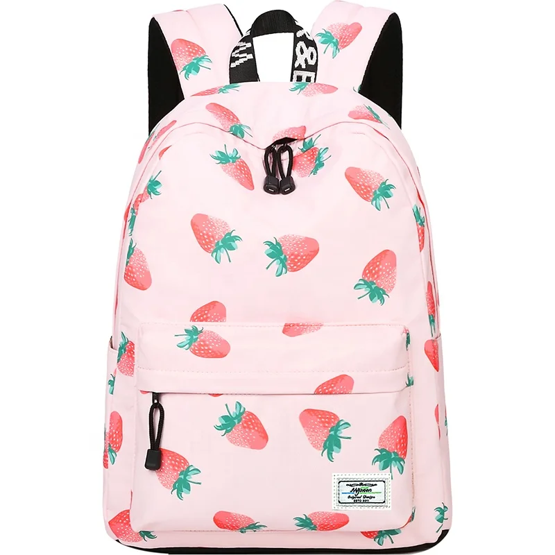 Waterproof Kids custom strawberry girls causal student custom book bag backpack for school
