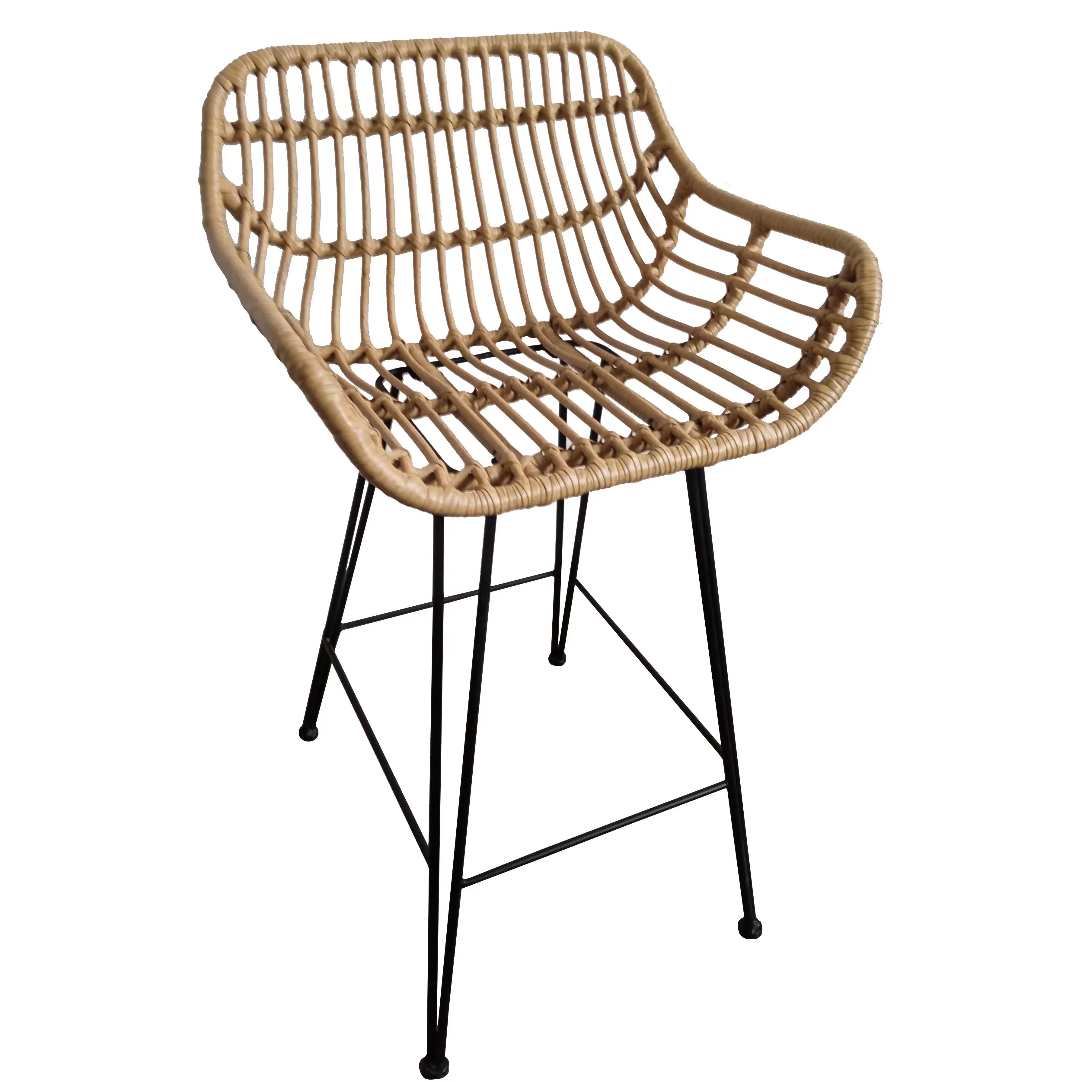 TW8965-L   High Bar Stools Leisure Metal Plastic Rattan chair Outdoor Dining Wicker Chair Pub Bar Chairs