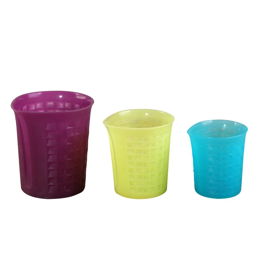 Food Grade Silicone Multicolor Multiple sizes Durable Portable Silicone Mixing Cups Silicone Measuring Cups Set
