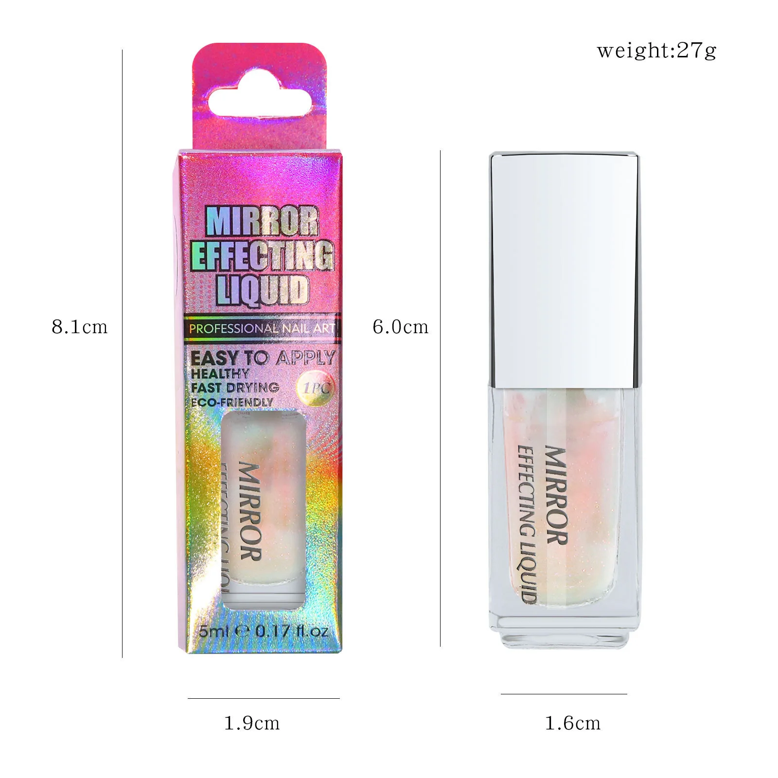 2023 Aurora Liquid Powder Metallic Chrome Nail Polish Magic Glass Mirror Effect Gel Polish Nails Magic Mirror Powder Liquid