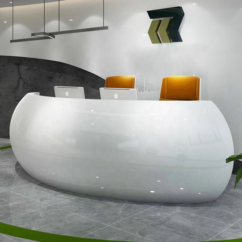 best selling curved luxury design Office Furniture Counter Front table Modern Cashier leisure club Reception Desk beauty salon