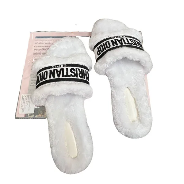 new shearling slipper fashion fuzzy warm flat leopard shoes open toe sandal shoes for women new styles 2023 high quality shoes