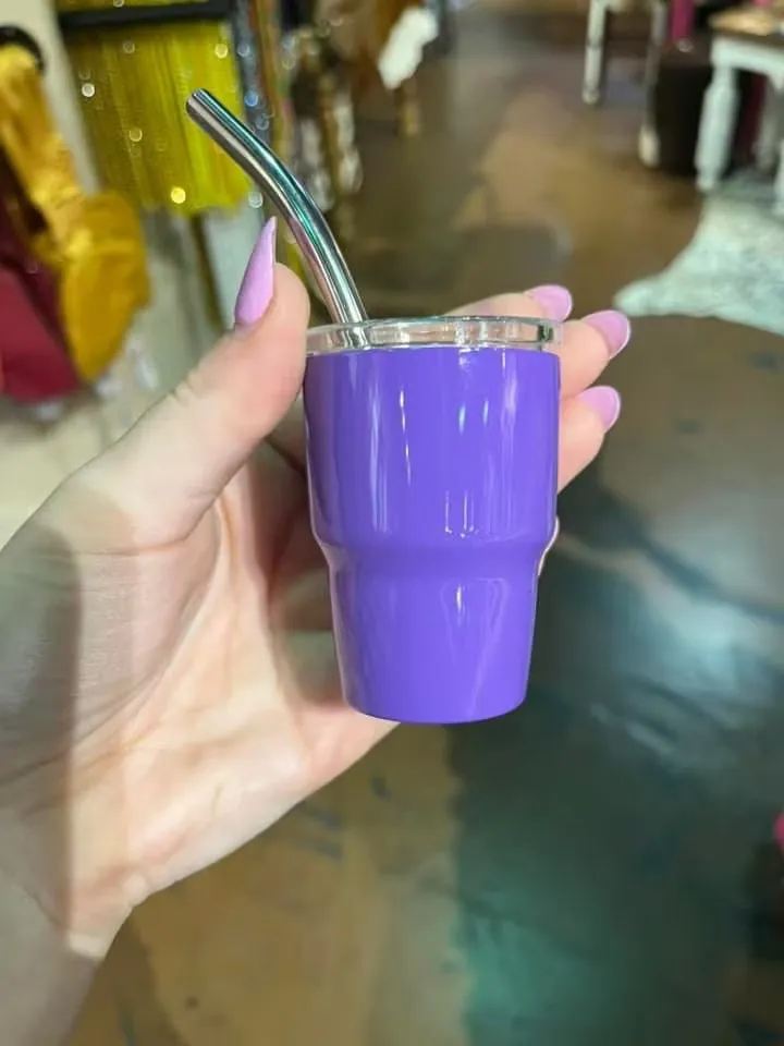 MAX APPAREL Metal Mini 2OZ Shot Glass Tumbler With Straw Lid