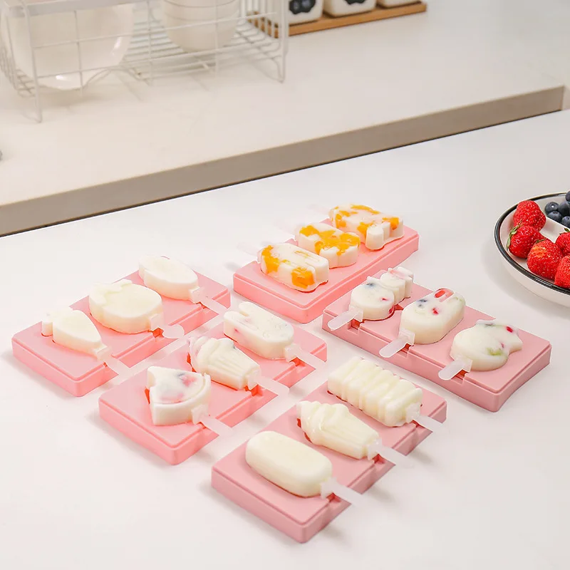 Silicone Ice Cream Moulds with lid and plastic stick Creative Ice Cream Pop Lolly Maker and Popsicle Molds Trays