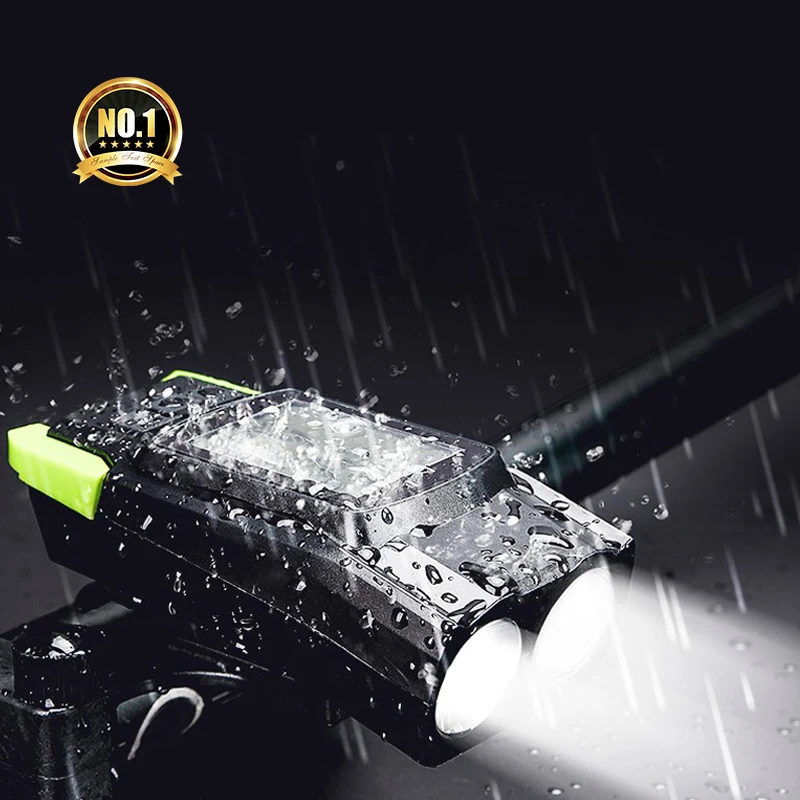 Rechargeable Led Front Light Bicycle Torch Light Waterproof Digital Speedometer Bike Light With Horn For Mtb Cycling