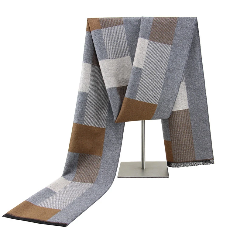 Оптовая продажа мужской шарф из вискозы 180 см длинный зимний в клетку кашемировый для мужчин