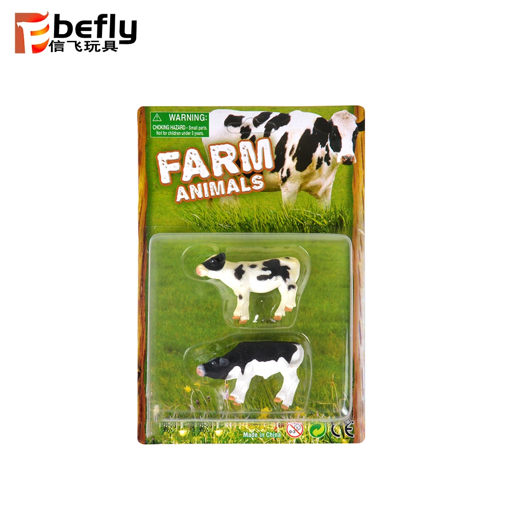 Realistic solid farm animal model mini toy plastic cow