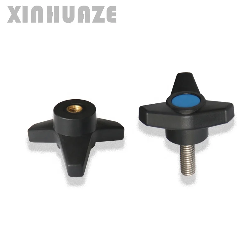 plastic nylon star handle  T-shaped hand twist nut screw  triangular spherical fastening knob  mechanical through hole handle
