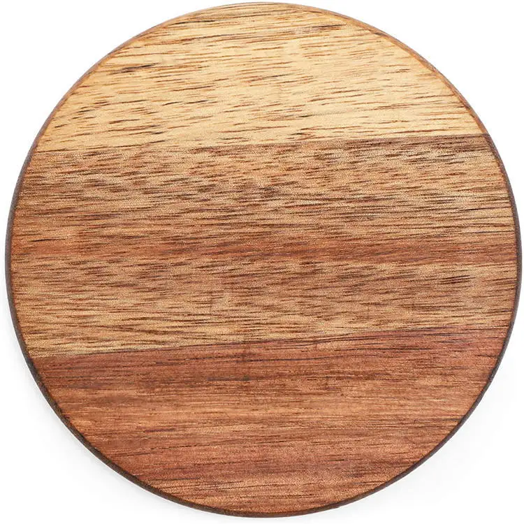 Custom Shape Square Round Acacia Blank Wooden Coasters Drink Bamboo Coaster Set for Coffee Table, Glasses, Tabletop