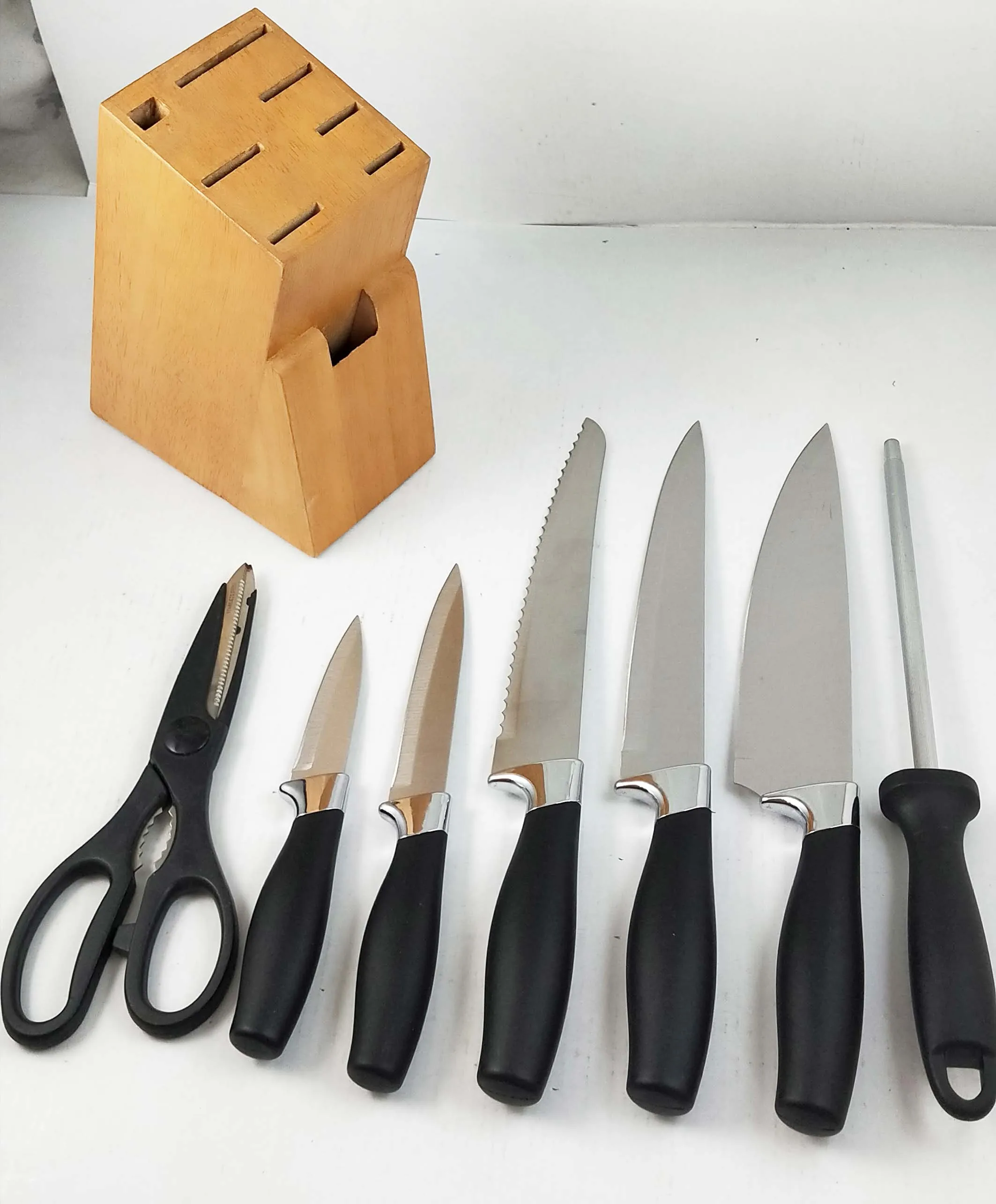 Professional Master Cooking Kitchen Knife Set With Wooden Block Stainless Steel Knife Set