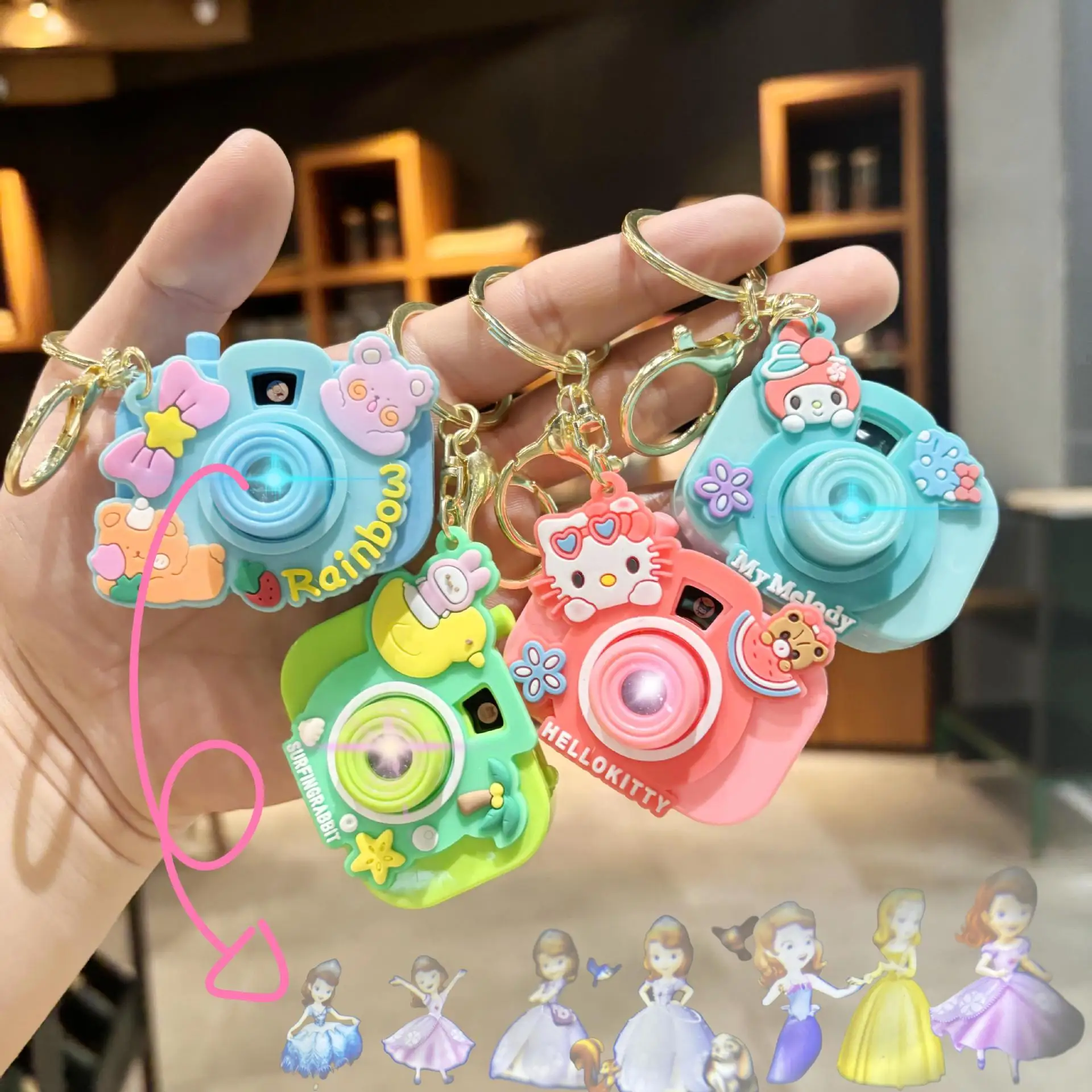 New Arrival Cute Cartoon Mini Projection Camera Keychain Kids Camera Projector Keychain