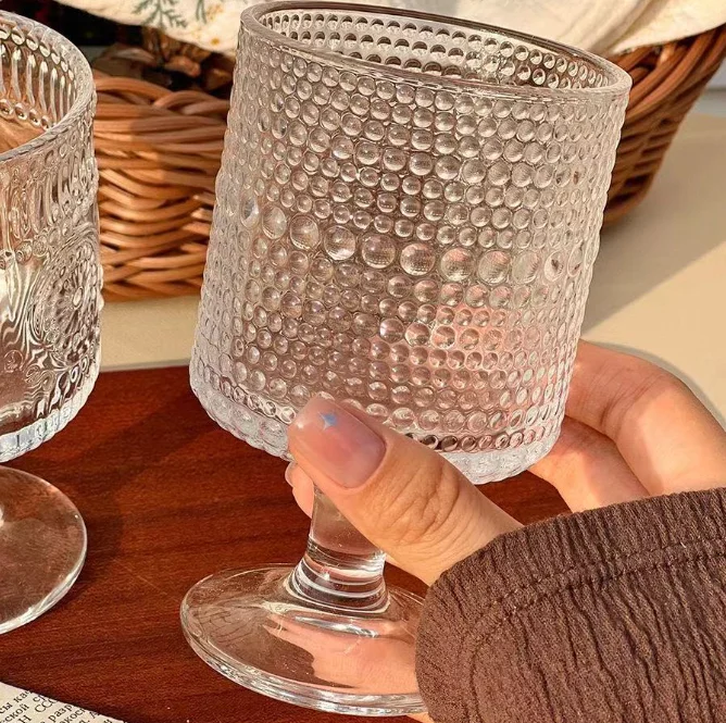 Factory wholesale wine glass cocktail ins wind personality tall glass carved wine glass dessert cup ice cream cup