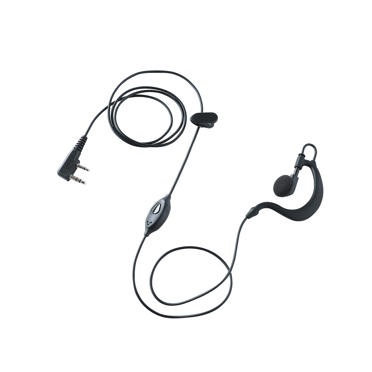 Single Wire M-type Walkie Talkie Earpiece In-line PTT Two Way Radio G-shape Rotating Earhook