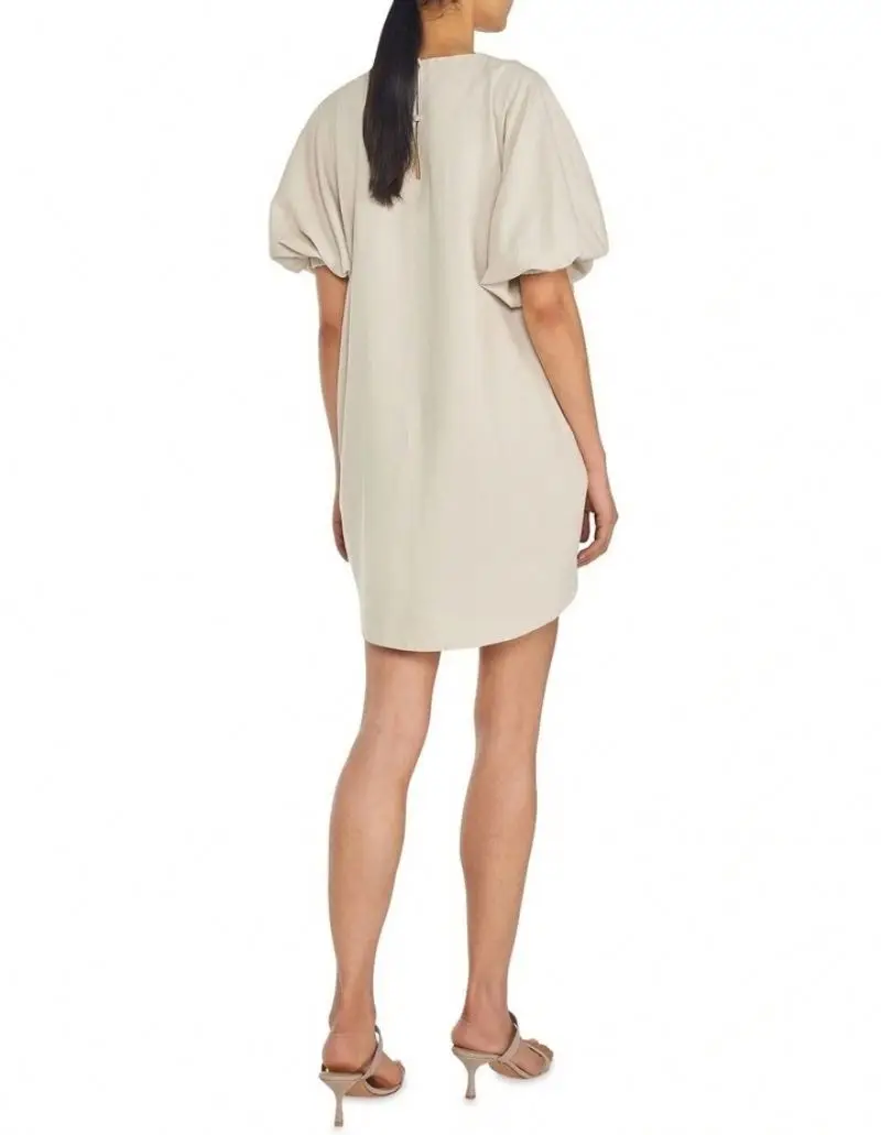 fashion wholesale ladies women dress elegant custom designed clothing casual summer 100% linen puff sleeve mini dress women