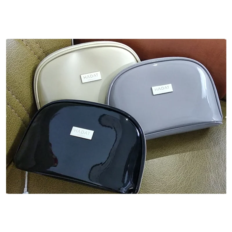 luxury black pu leather makeup bag cosmetic bag with logo