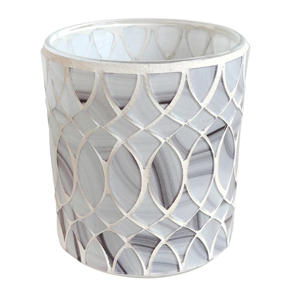 Luxury Candle Jar For Candle Making Exclusive Customized  High Quality Handmade Silver Offset Printing 6oz Glass Jars