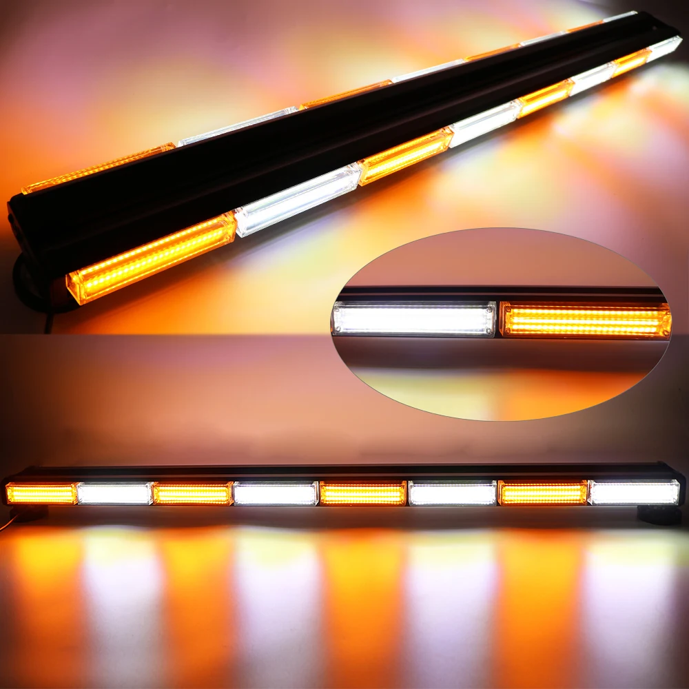 DOUBLE ROW 36W TO 180W COB  LED  BAR CAR TOW TRUCK EMERGENCY WARNING STROBE LIGHT AMBER YELLOW flashing light