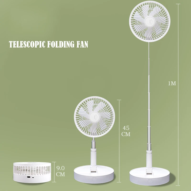 
NEW ARRIVAL 7 Blades Silence Floor Fan Rechargeable 8000mAh Portable USB Telescopic Folding Table Fan With Humidifier 