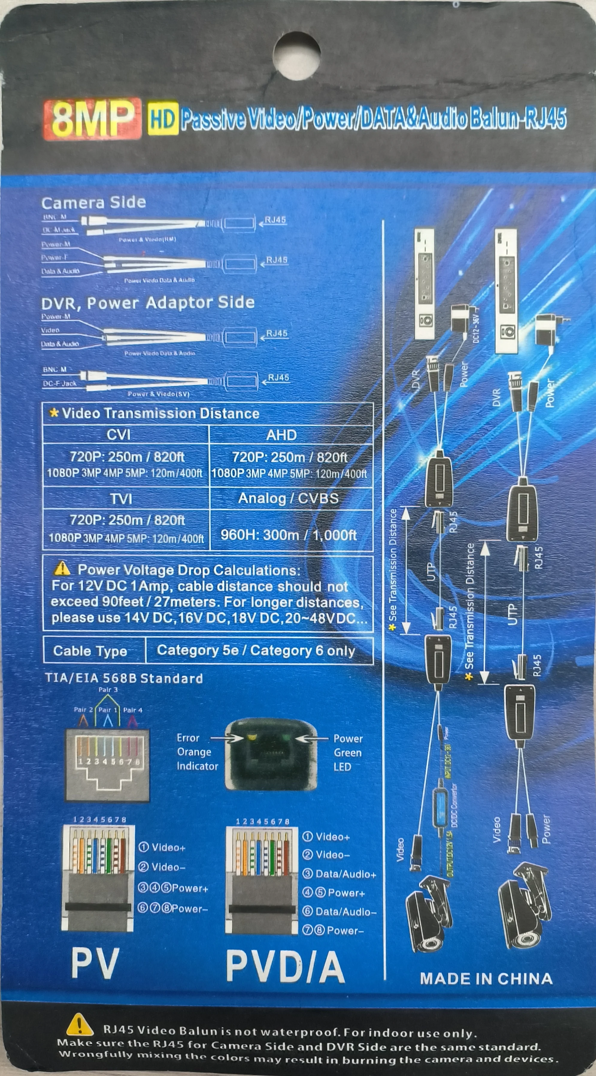 Highfly  professional  AHD CVI TVI PAL NTSC SECAM accessories 2 in 1 8MP passive video balun