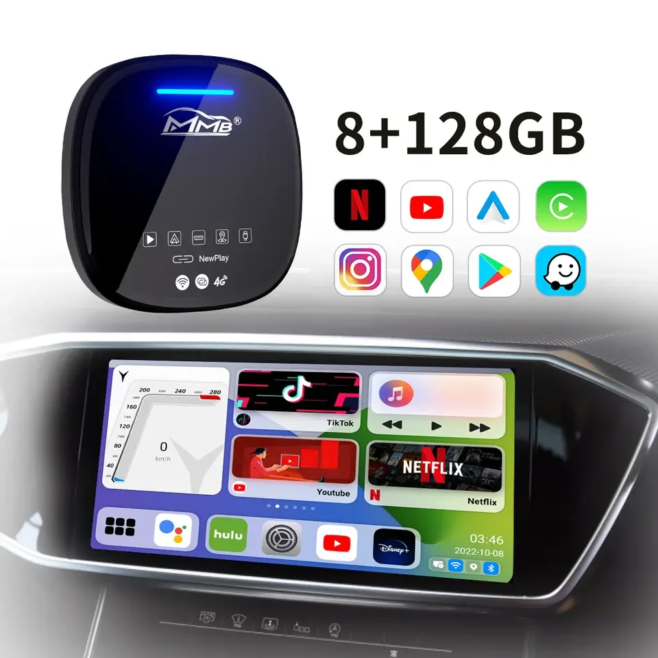MMB Wireless Carplay USB Adapter Octa-core Android 10 4+64G CarPlay adapter Interface for IPTV Youtube Netflix