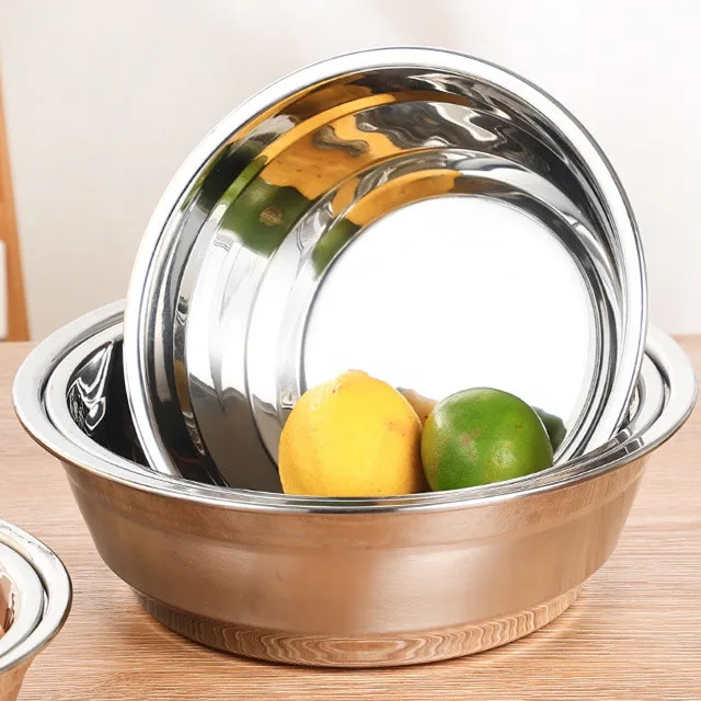 Large Soup Bowl Chinese Noodle Bowl Silver Stainless Steel Ramen Noodle Soup Bowls Set for Restaurant