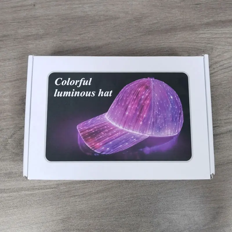 Factory Fiber optic cap LED hat with 7 colors luminous glowing  hats USB Charging light up caps led christmas cap for event