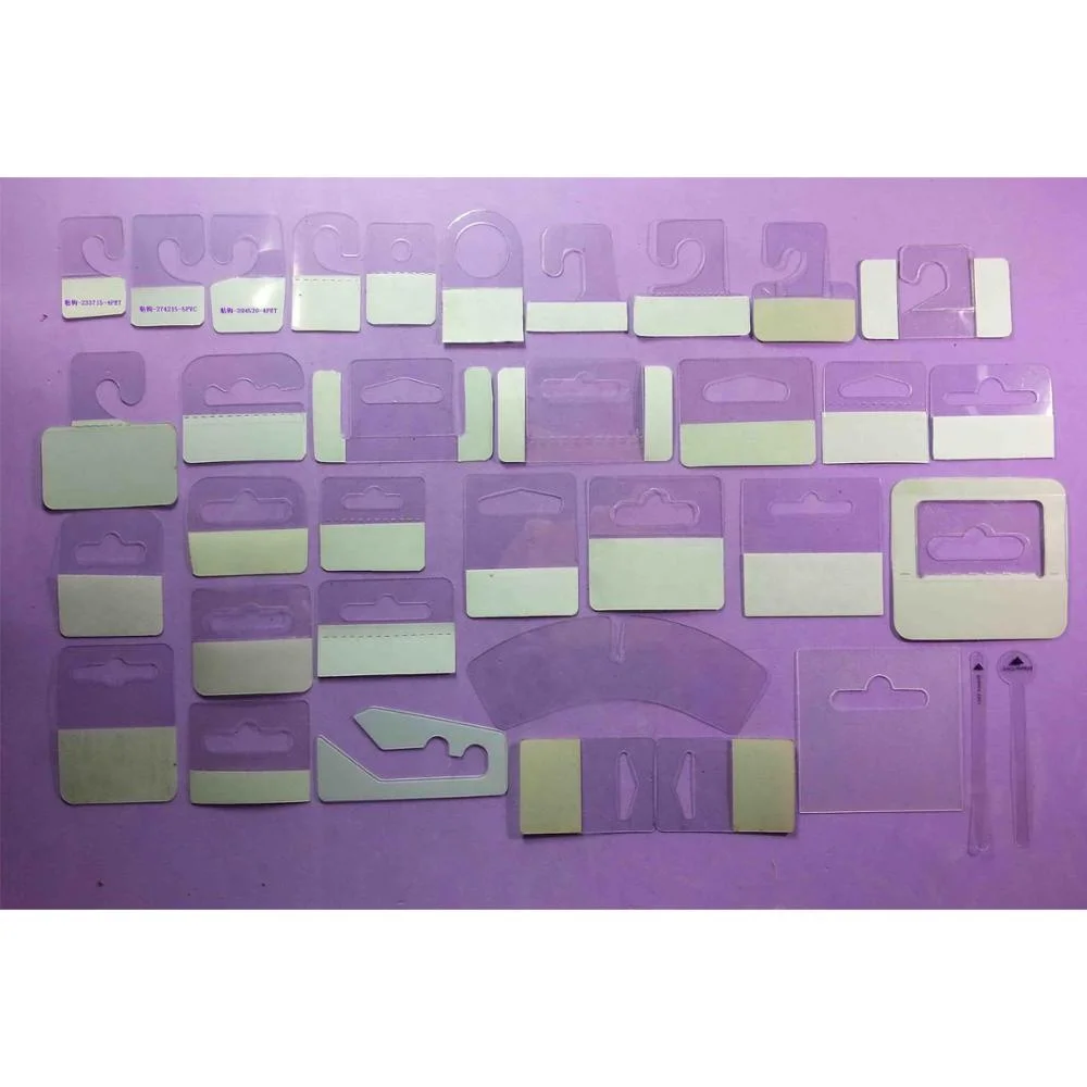 Amazon Best Selling PET Clear Euro Style Plastic Hang Tabs Box Adhesive Hanging Hook | 22 Years Industry Experience