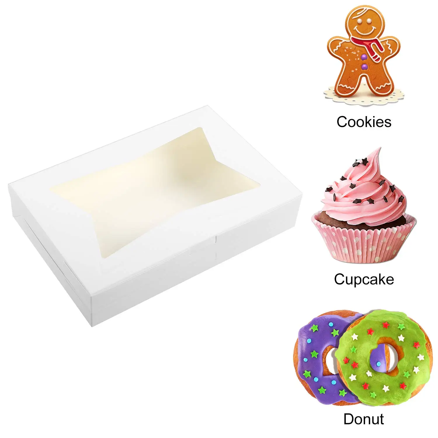 Custom wholesale luxury clear bakery cake macaron gift box custom printing bakery donuts take away paper box sweets bakery box