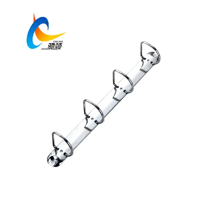 Nickiel 4 Ring Mechanism Pull Open Type 292mm Metal Ring Clip Loose Leaf Paper D Shape Binder Clip