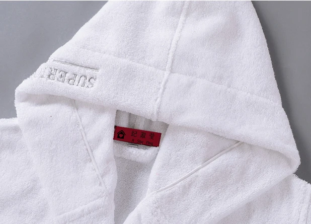 Махровый банный халат с капюшоном для мужчин и женщин, 100% хлопок, с вышитым логотипом