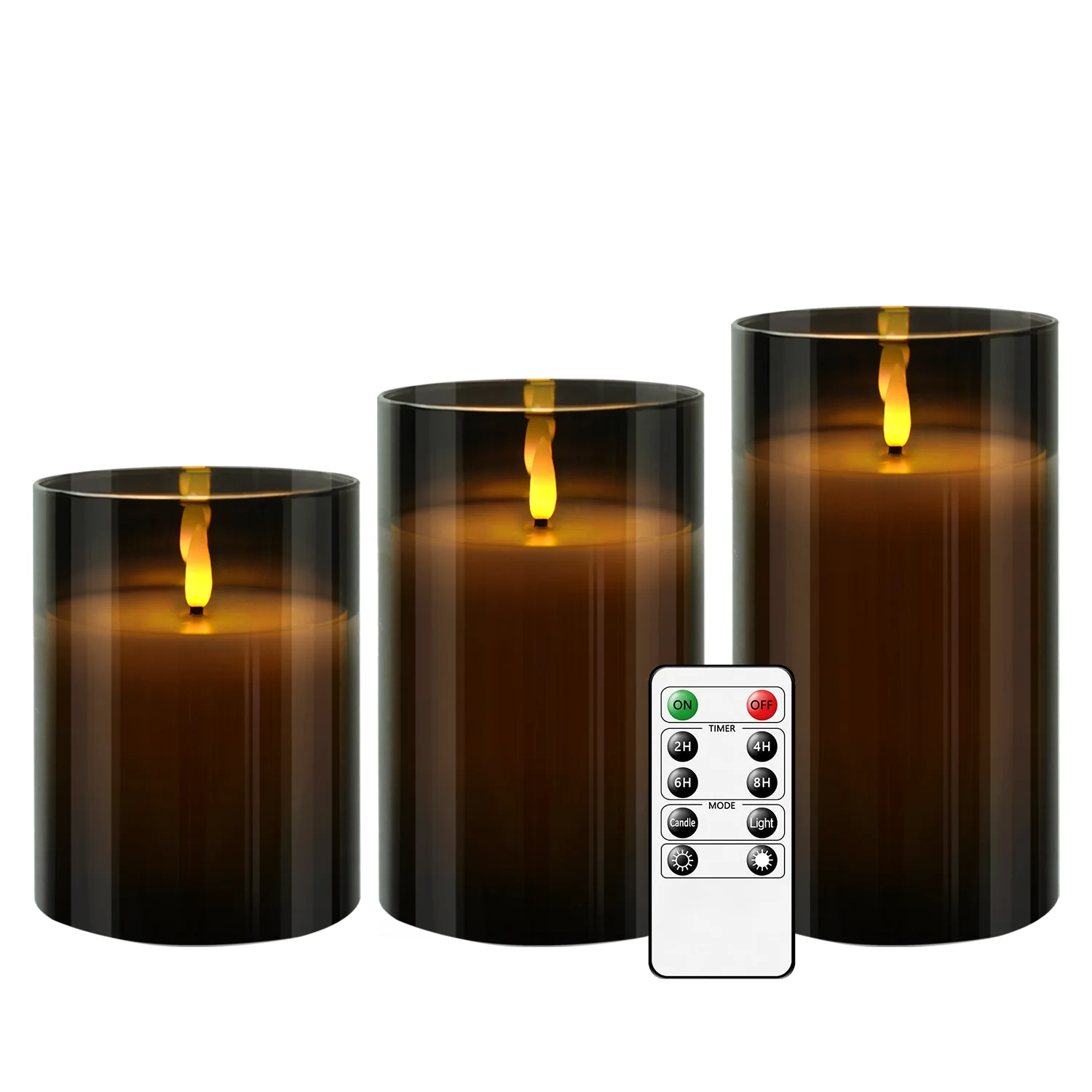 battery operated led candle remote control grey glass real wax flameless electronic candles