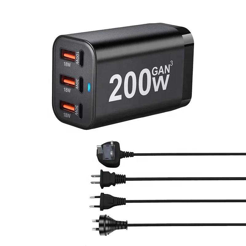 200W PD 100W Chargers Adapters Charging Station Devices Smartphone Charger 6 Port Usb Hub Fast Wall Charger Station For Phones