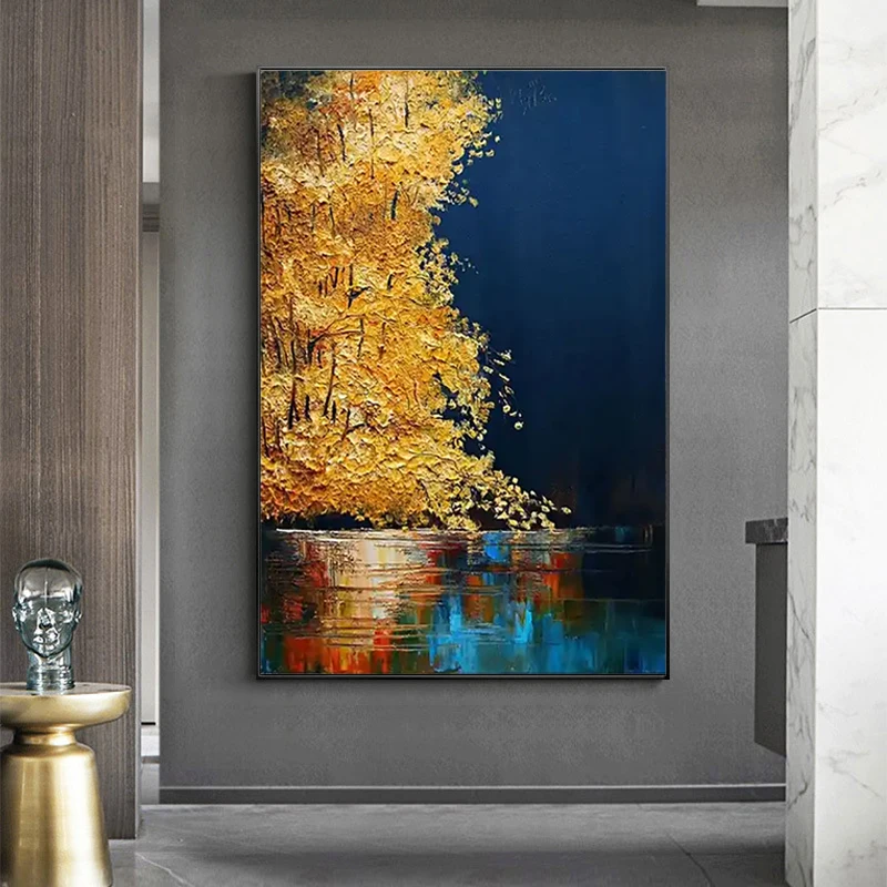 TOP Best sellingWall Painting for Home Decoration Handmade Canvas Modern Oil Handpainted Abstract Flower Gold Picture Painting