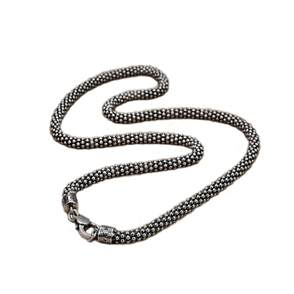 6mm Italian Popcorn Chain S925 Sterling Silver Necklace for Men Vintage Punk Rock Hip Hop Fine Jewelry Gift
