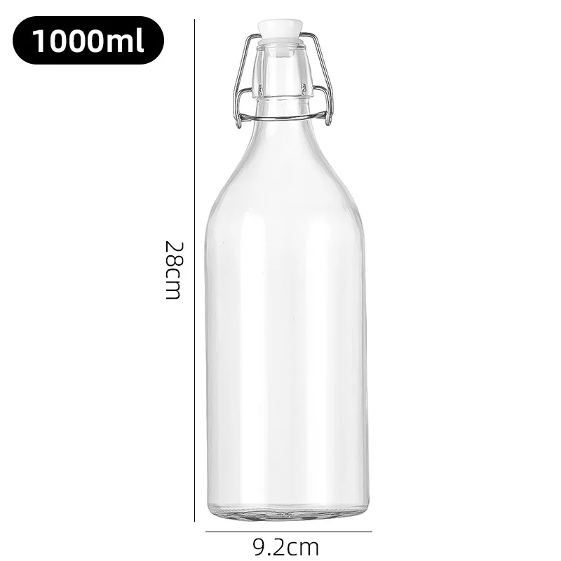 Custom multiple 500ml 750ml 1L swing top cork beverage beer glass water wine bottle with clip stopper