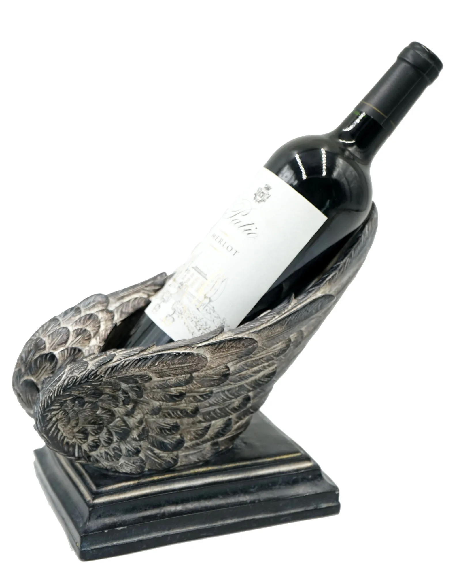 Superior Quality Functional Ornament Polyresin Wrapped Wings Shape Wine Display Rack for Home Decor