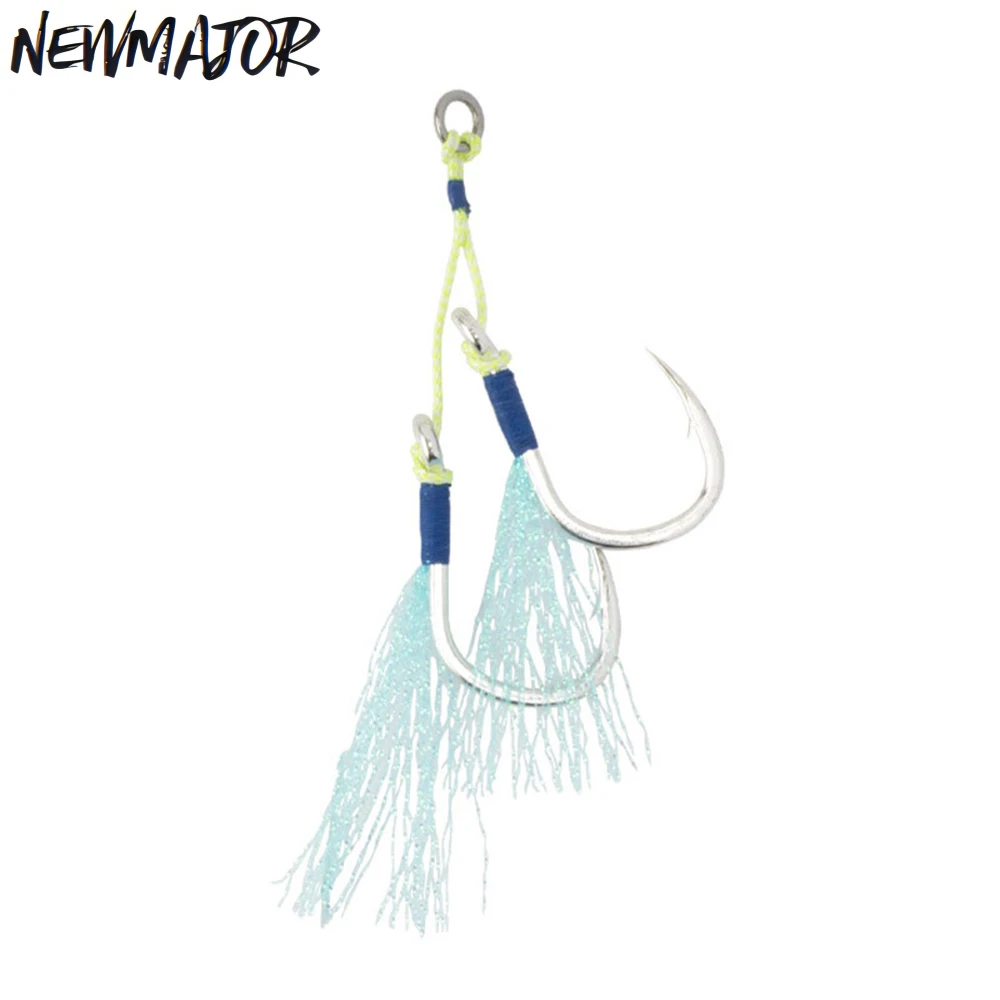 NEWMAJOR  1/0 2/0 3/0 4/0 5/0 7/0 Assist Fishing Hook Metal Jig Hooks High Carbon Steel Hook With Silk Fishing Accessories