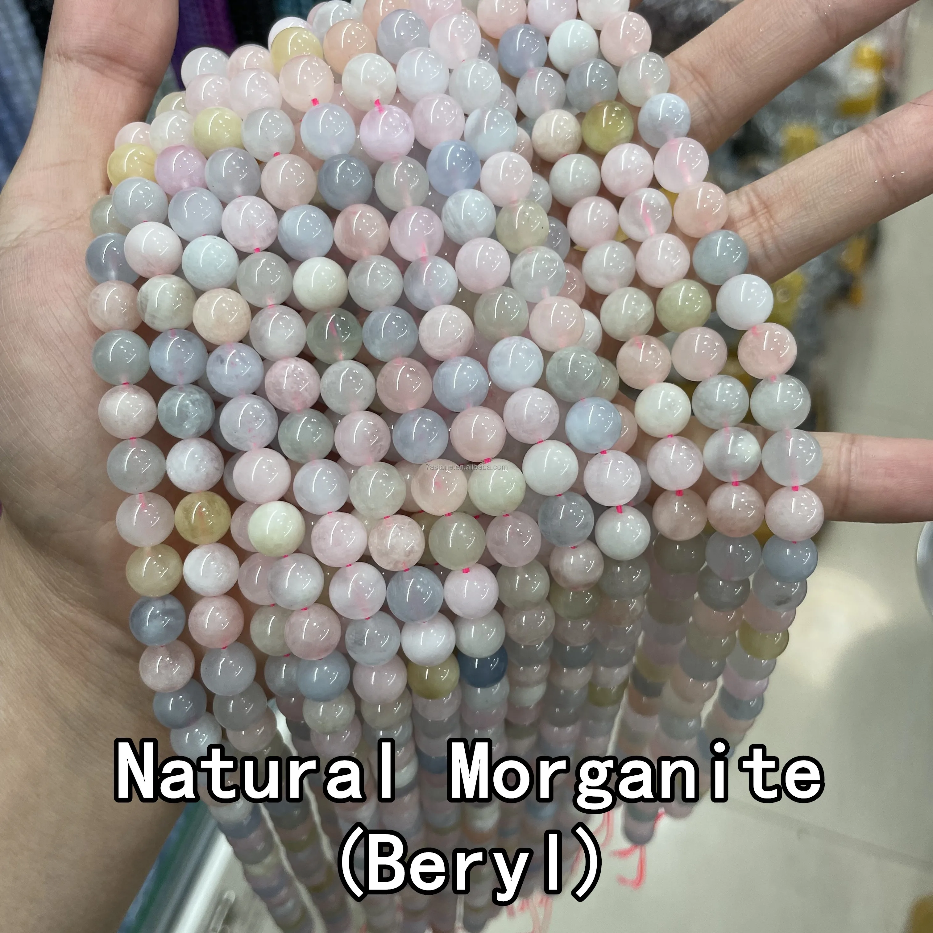 Genuine Morganite Wholesale Natural Gemstone Polished Loose Round Beads Mix Pink Morganite Beryl Beads for DIY Jewelry Making