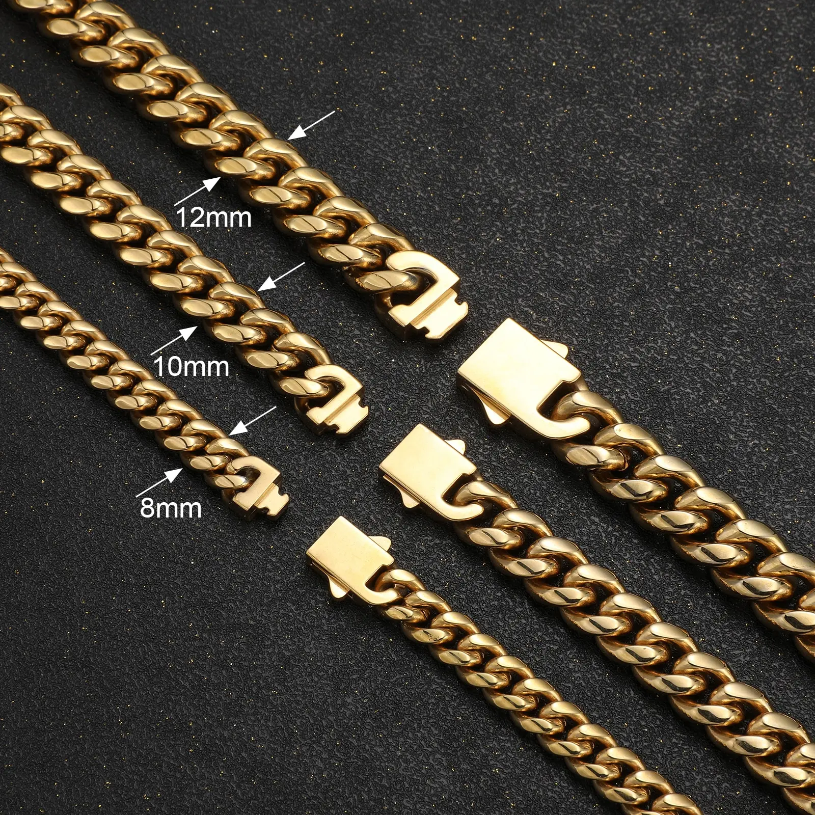 Fashion Necklace Jewelry Waterproof Stainless Steel Cuban Chain Hip Hop 14k 18k Gold Plated Miami Curb Cuban Link Chain for Men