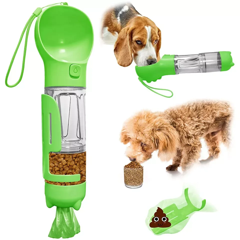 Hot Sale Portable 4 In 1 Pet Dog Travel Water Bottle Feeder Portable Pet Dog Water Bottle