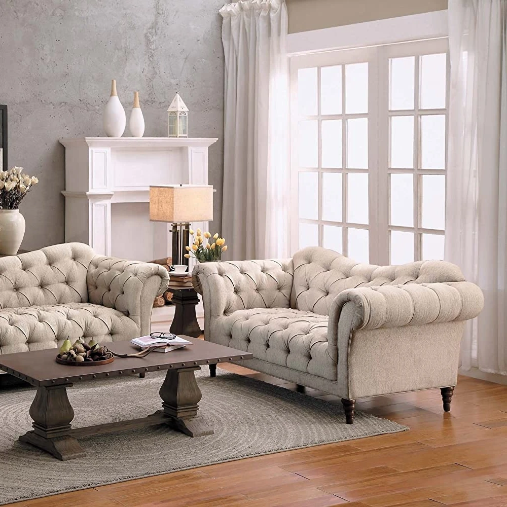 
high quality modern couch beige chesterfield sofa 3seater wooden leg chester sofa modern fabric living room 