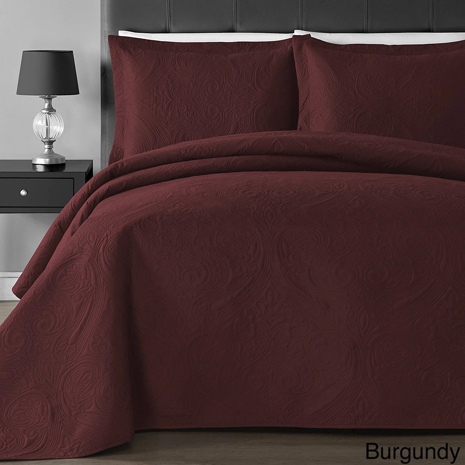 Manufacture Coverlet Set with Shams Ultrasonic Quilt Sets Bedspread 3 Piece in Solid Color