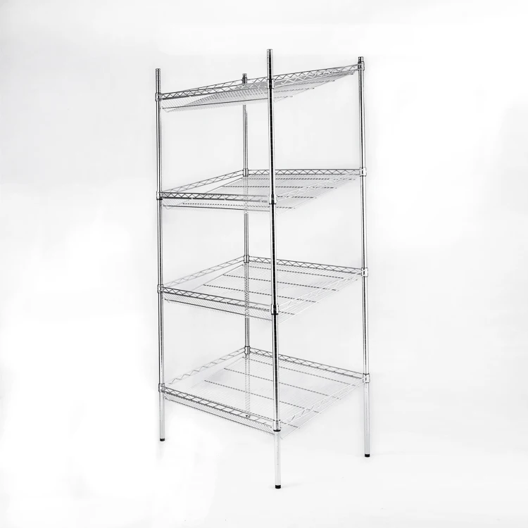 NSF Approved 4 Wheels Easy Moving Slanted Basket Rack Wire Shelving shelf customized design for sale